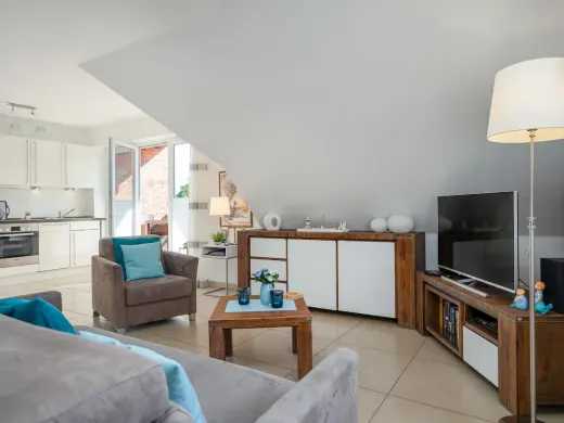 View from the living area into the kitchen